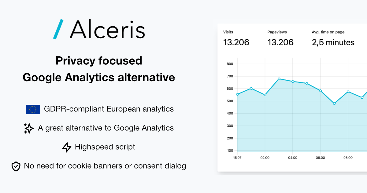 Preview image of website "Privacy focused Google Analytics alternative - Alceris Analytics"